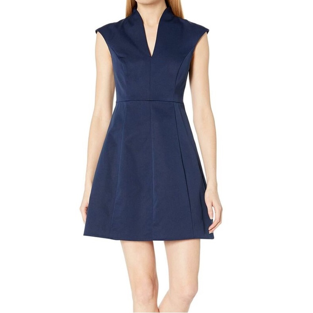 💙 Halston Heritage A-line navy mini dress. size 6.